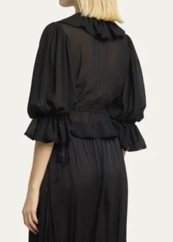 ChloeTie Ruffle Silk Crop Top