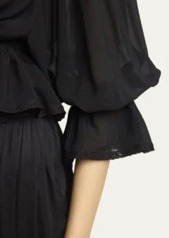 ChloeTie Ruffle Silk Crop Top