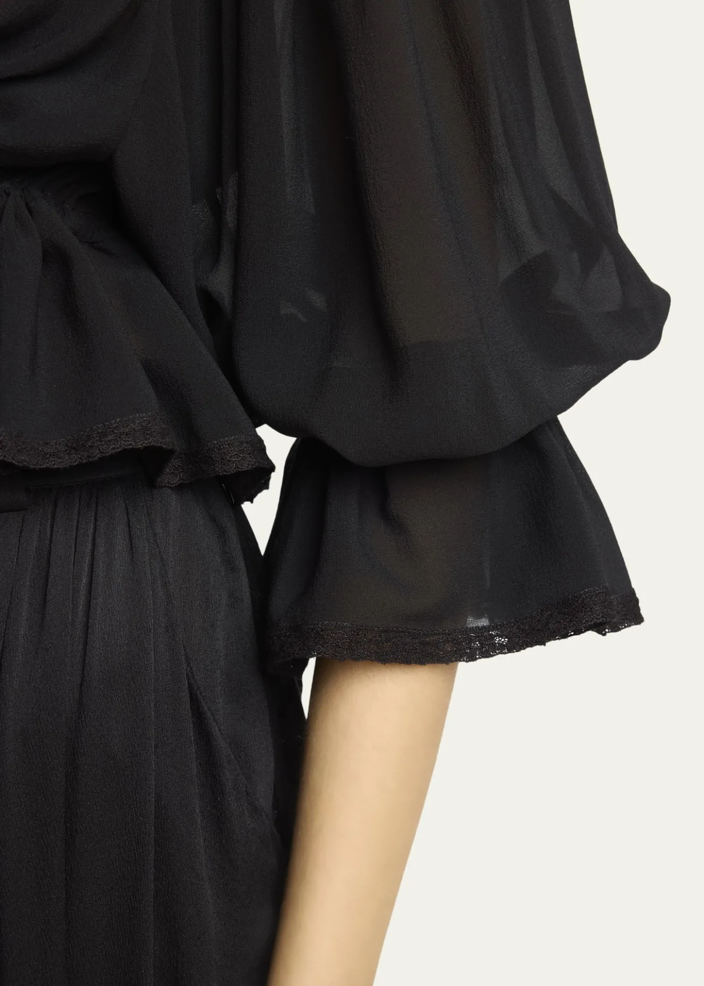 ChloeTie Ruffle Silk Crop Top