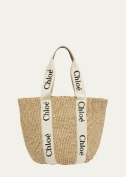 ChloeWoody Large Mifuko Basket Bag in Fair Trade Paper Embellished with Linen