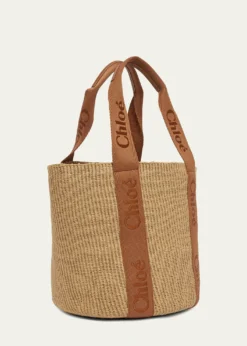 ChloeWoody Large Mifuko Basket Bag with Logo Webbing