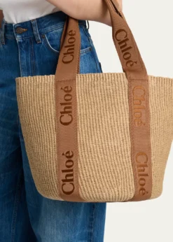 ChloeWoody Large Mifuko Basket Bag with Logo Webbing