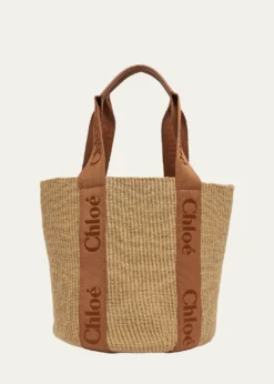 ChloeWoody Large Mifuko Basket Bag with Logo Webbing
