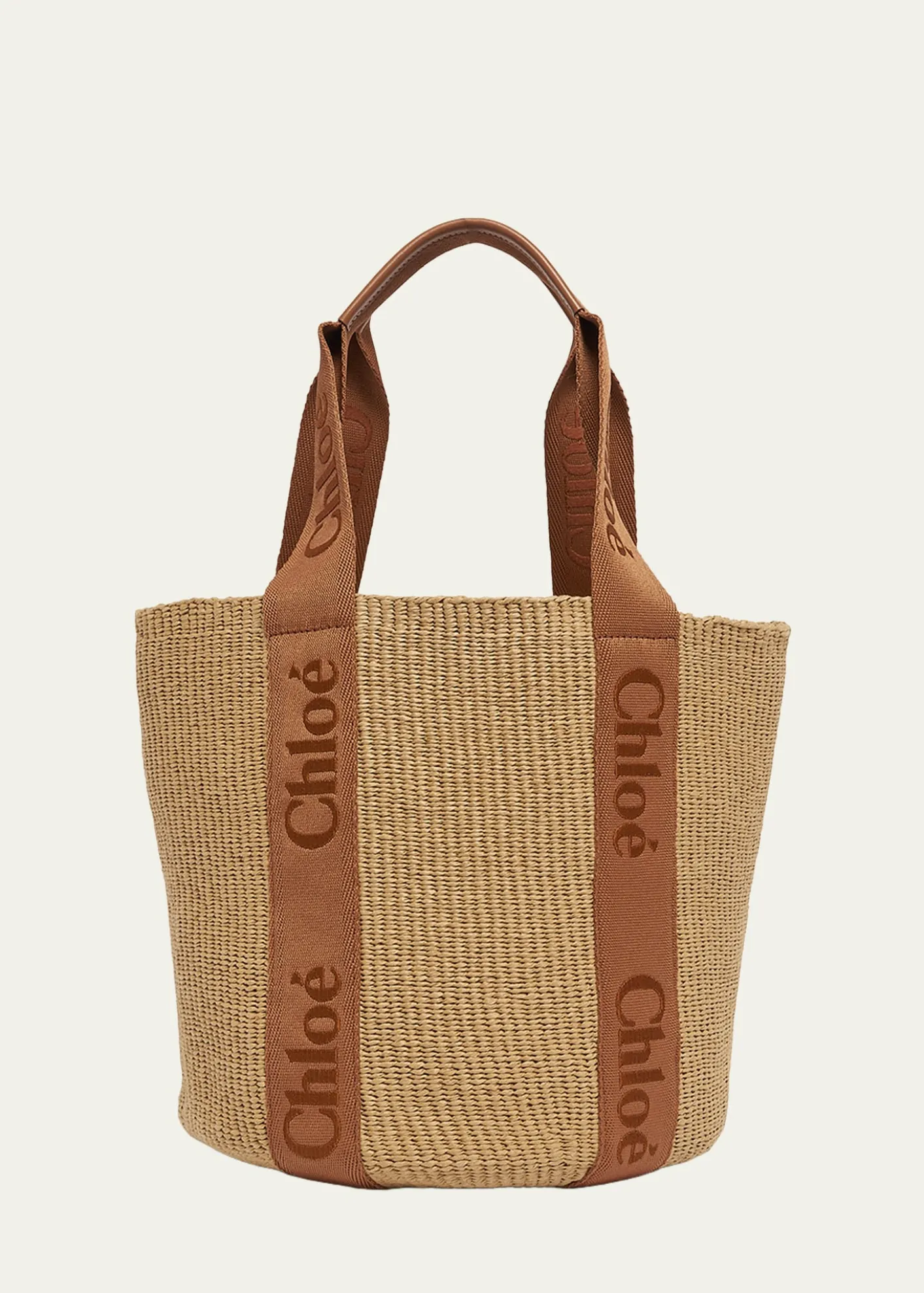 ChloeWoody Large Mifuko Basket Bag with Logo Webbing