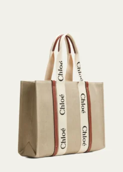 ChloeWoody Large Tote Bag in Linen