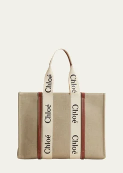 ChloeWoody Large Tote Bag in Linen