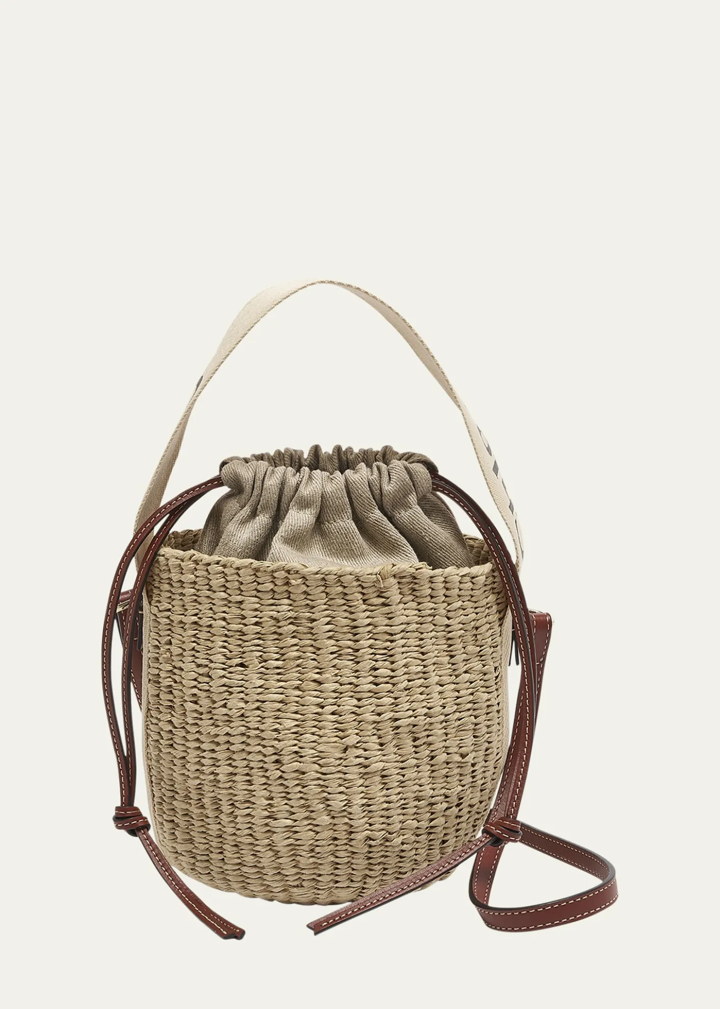 ChloeWoody Small Mifuko Basket Bag in Fair Trade Paper Embellished with Linen