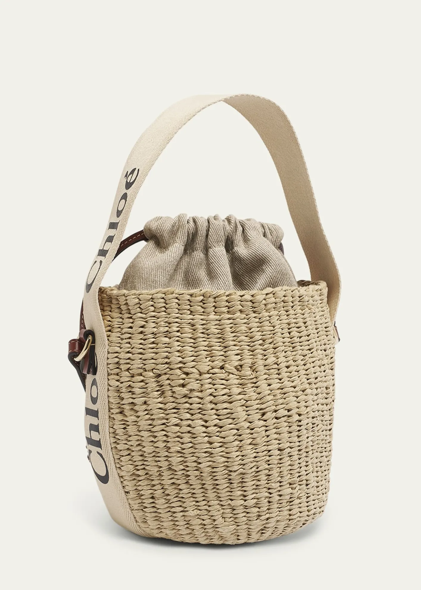 ChloeWoody Small Mifuko Basket Bag in Fair Trade Paper Embellished with Linen