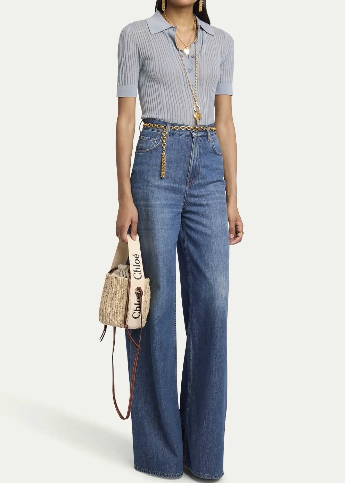 ChloeWoody Small Mifuko Basket Bag in Fair Trade Paper Embellished with Linen