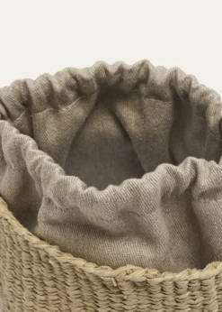 ChloeWoody Small Mifuko Basket Bag in Fair Trade Paper Embellished with Linen