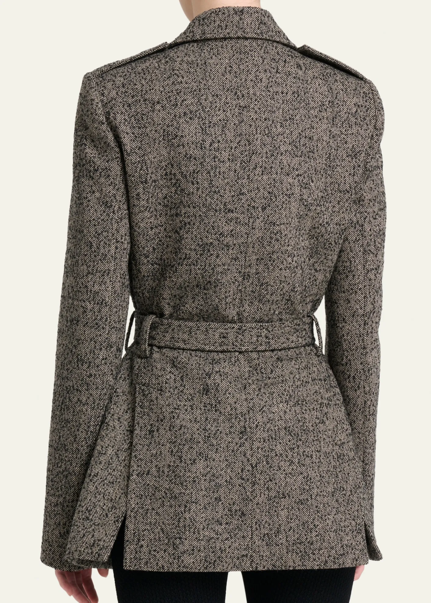ChloeWool Chevron Belted Utility Jacket