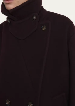 ChloeWool Double-Breasted Oversized Pea Coat