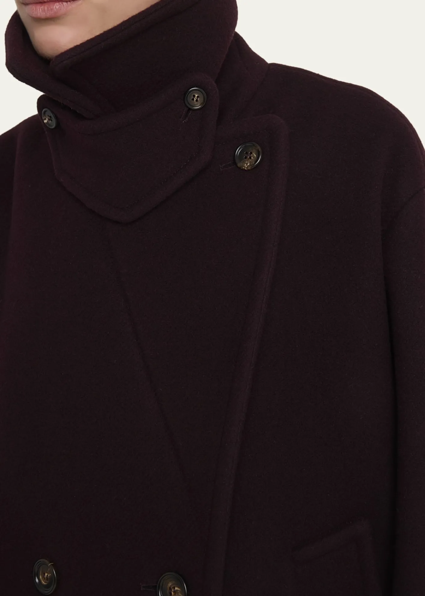 ChloeWool Double-Breasted Oversized Pea Coat