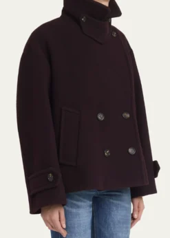 ChloeWool Double-Breasted Oversized Pea Coat