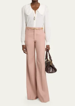 ChloeWool Gabardine Wide-Leg Trousers