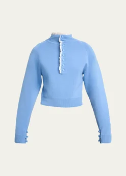 ChloeWool Knit and Lace Pullover