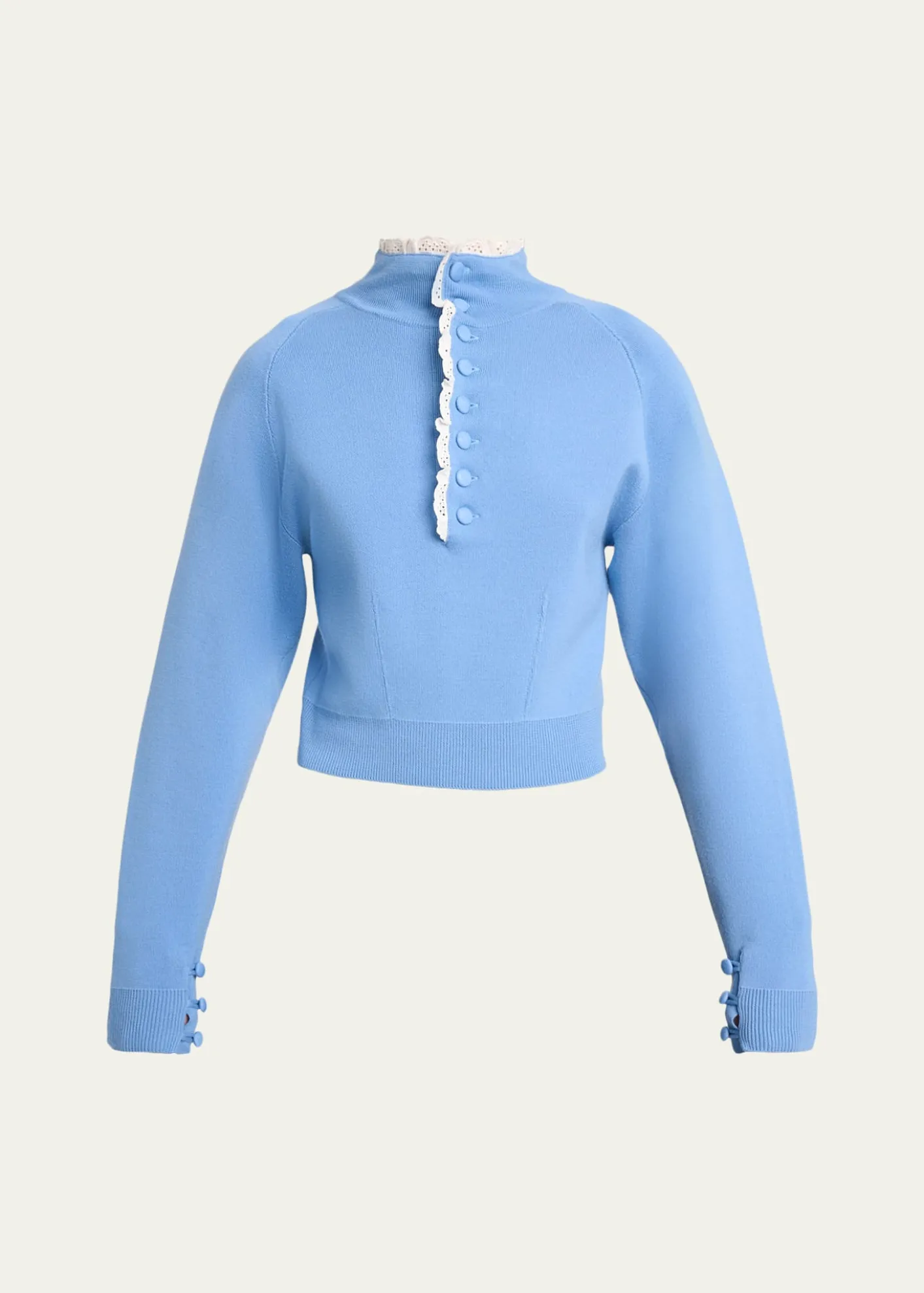 ChloeWool Knit and Lace Pullover