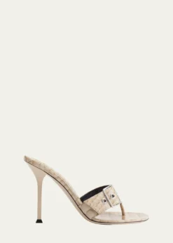 ChristenHelix Croco Buckle Thong Sandals