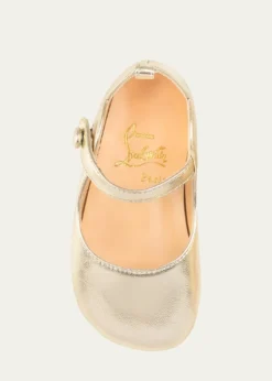 Christian LouboutinGirl's Love Chick Metallic Leather Ballerina Shoes, Baby