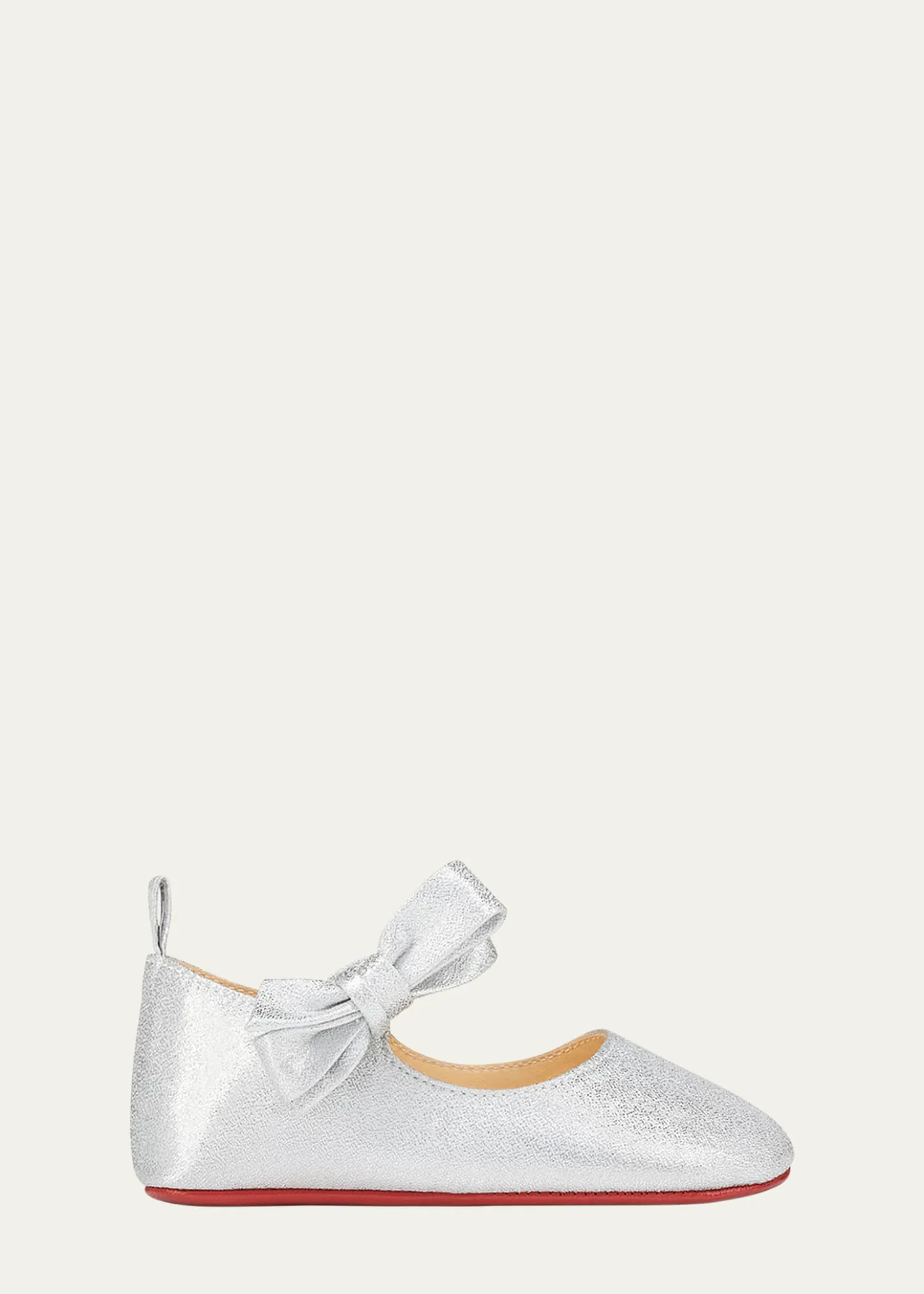 Christian LouboutinGirl's Lou Babe Shimmer Bow Ballerina Shoes, Baby
