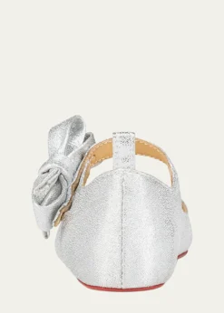 Christian LouboutinGirl's Lou Babe Shimmer Bow Ballerina Shoes, Baby