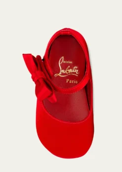 Christian LouboutinGirl's Lou Babe Satin Bow Ballet Flats, Baby