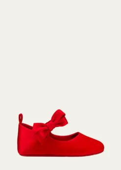 Christian LouboutinGirl's Lou Babe Satin Bow Ballet Flats, Baby