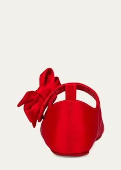 Christian LouboutinGirl's Lou Babe Satin Bow Ballet Flats, Baby