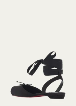 Christian LouboutinCassia Satin Lace-Up Ballerina Flats