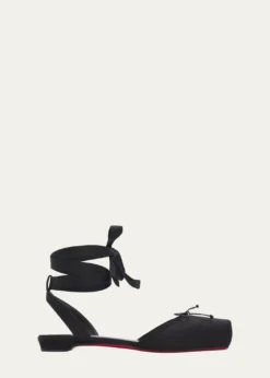 Christian LouboutinCassia Satin Lace-Up Ballerina Flats