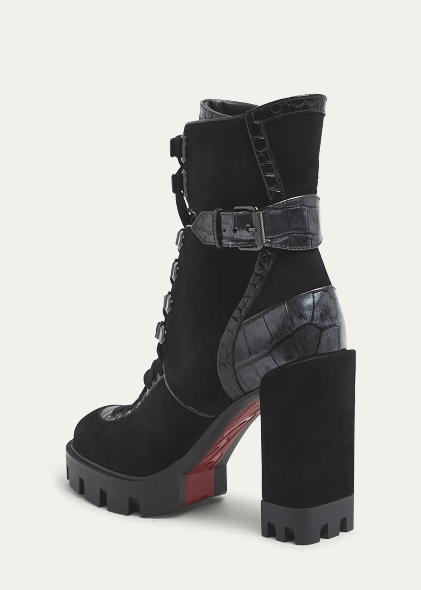 Christian LouboutinMacademia Croco Leather Red Sole Boots