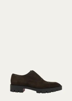Christian LouboutinMen's Alpha Lion Suede Lug-Sole Slip-On Derby Shoes