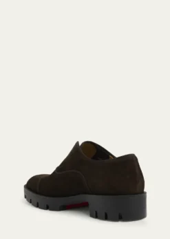 Christian LouboutinMen's Alpha Lion Suede Lug-Sole Slip-On Derby Shoes