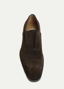 Christian LouboutinMen's Alpha Lion Suede Lug-Sole Slip-On Derby Shoes