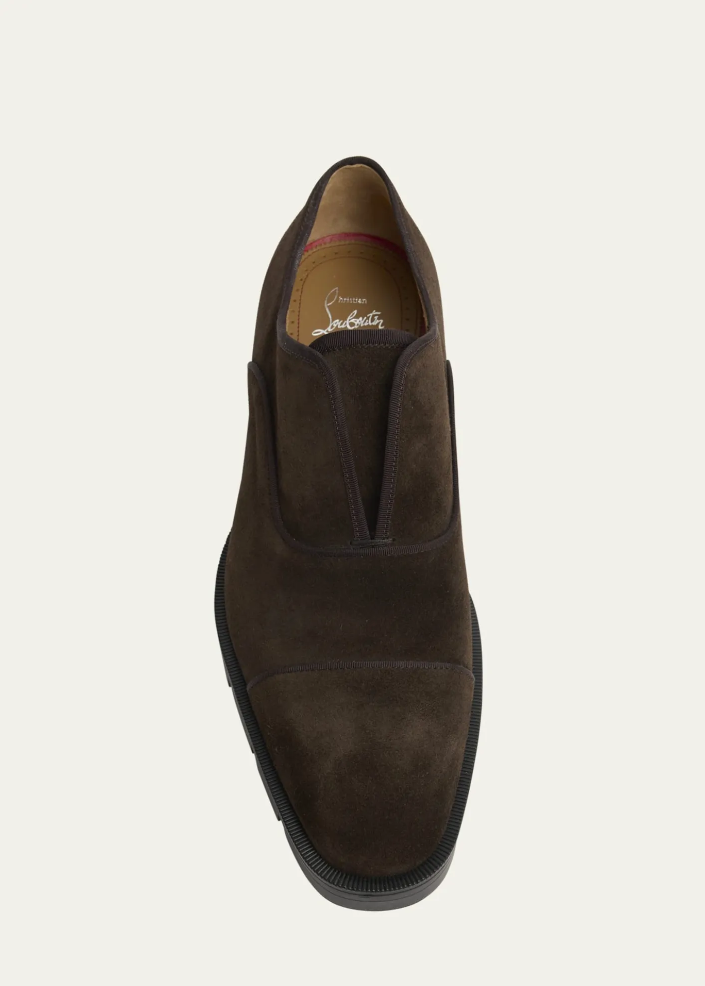 Christian LouboutinMen's Alpha Lion Suede Lug-Sole Slip-On Derby Shoes