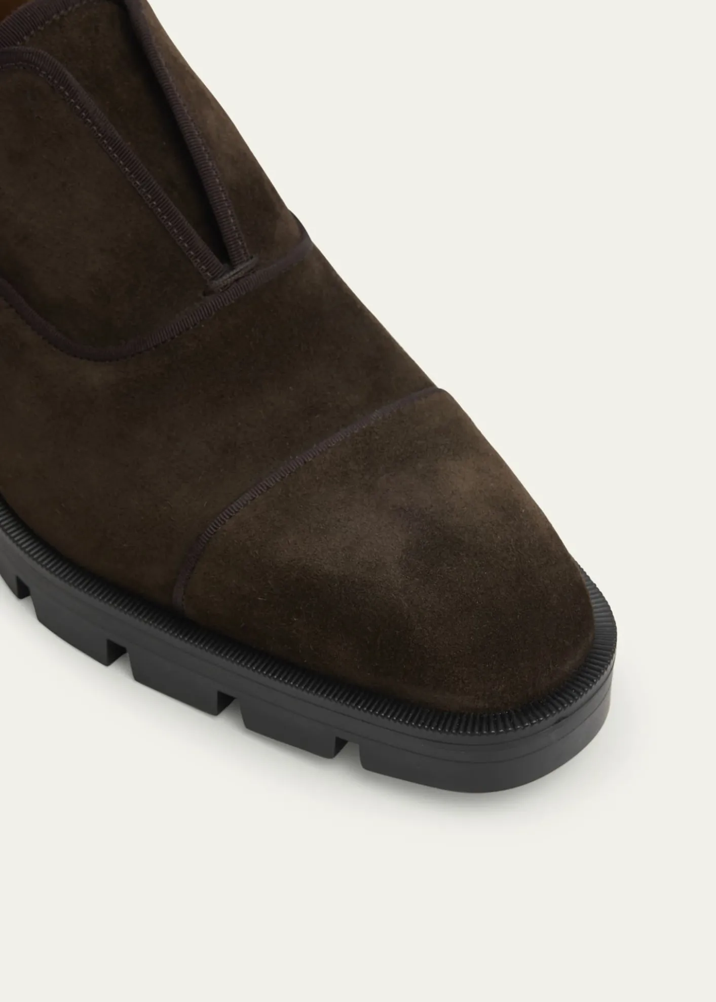 Christian LouboutinMen's Alpha Lion Suede Lug-Sole Slip-On Derby Shoes