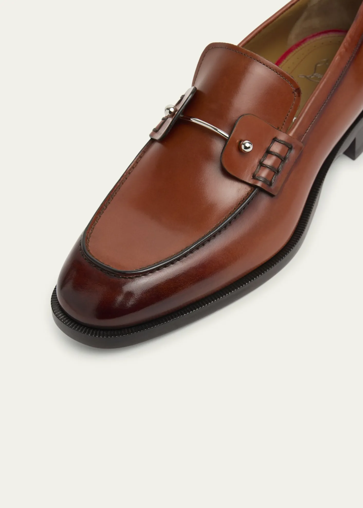 Christian LouboutinMen's Chambelimoc Collar-Pin Leather Loafers