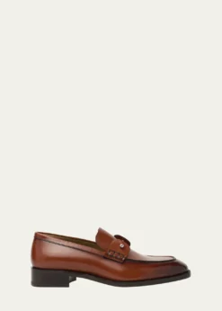 Christian LouboutinMen's Chambelimoc Collar-Pin Leather Loafers