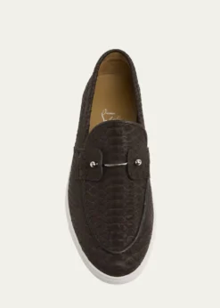 Christian LouboutinMen's Chambeliboat Python Collar-Pin Boat Shoes