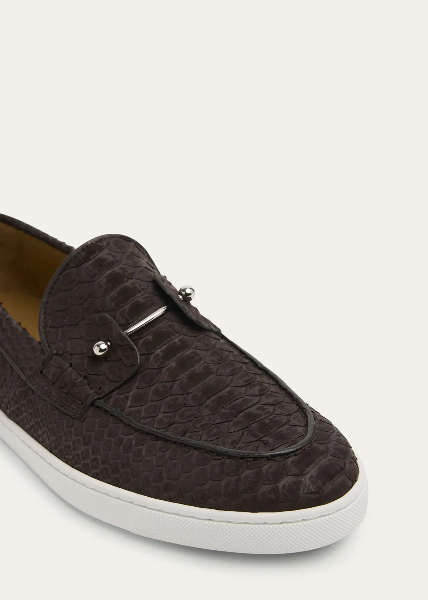 Christian LouboutinMen's Chambeliboat Python Collar-Pin Boat Shoes