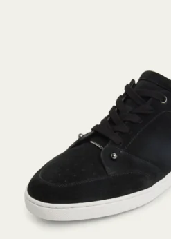 Christian LouboutinMen's Chambelisneak Collar-Pin Suede Low-Top Sneakers