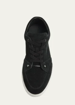 Christian LouboutinMen's Chambelisneak Collar-Pin Suede Low-Top Sneakers