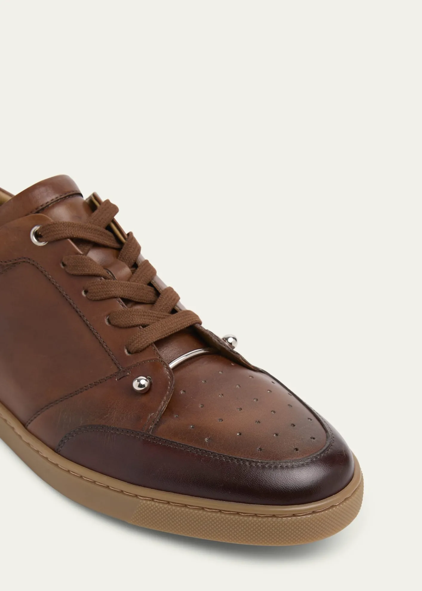 Christian LouboutinMen's Chambelisneak Collar-Pin Leather Low-Top Sneakers