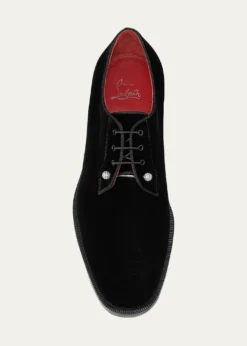 Christian LouboutinMen's Chambeliss Night Strass Velvet Derby Shoes