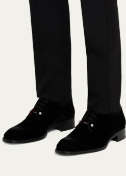 Christian LouboutinMen's Chambeliss Night Strass Velvet Derby Shoes