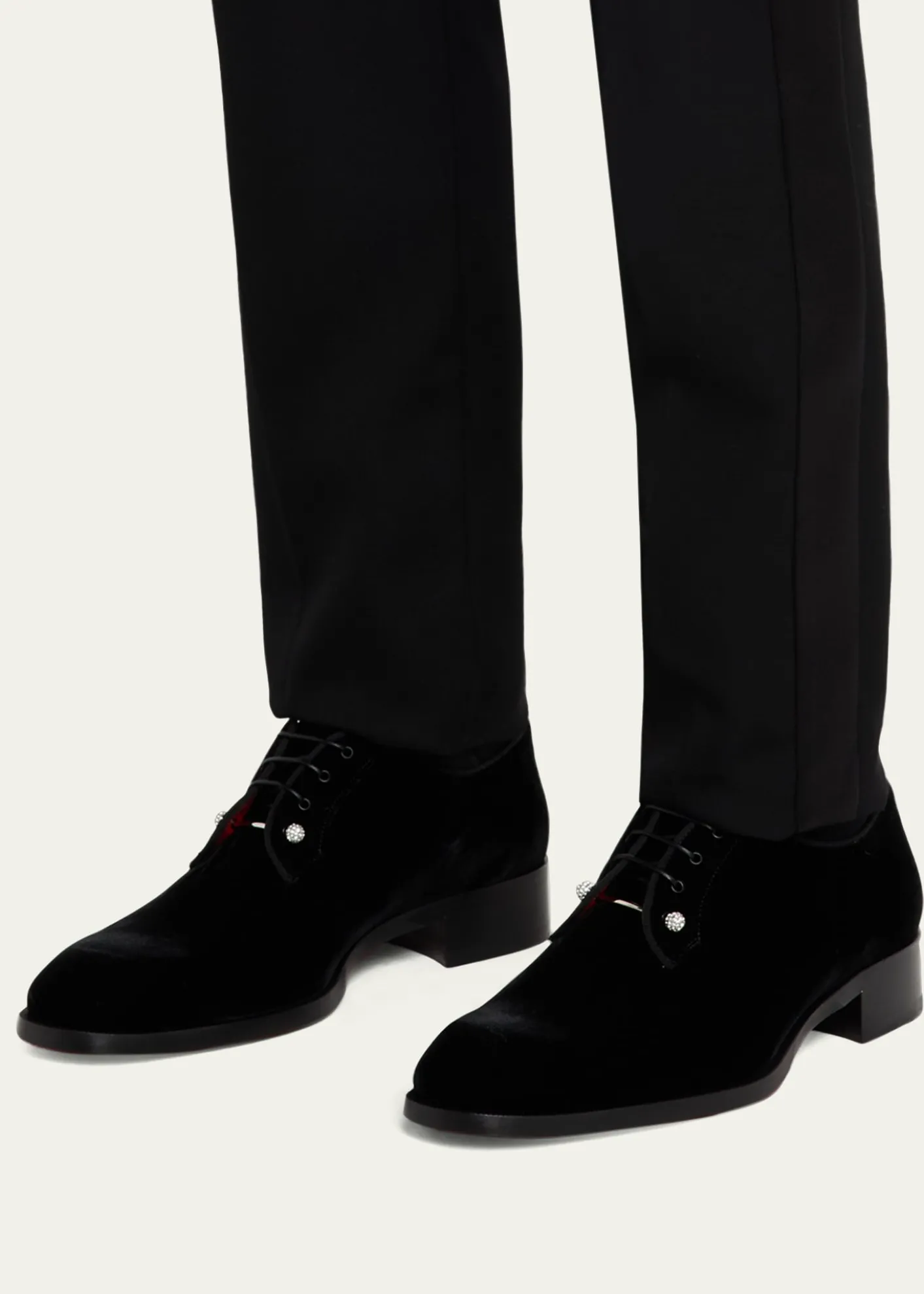 Christian LouboutinMen's Chambeliss Night Strass Velvet Derby Shoes
