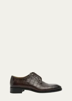 Christian LouboutinMen's Chambeliss Croc-Effect Leather Derby Shoes