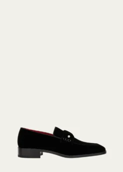 Christian LouboutinMen's Chambelimoc Night Strass Velvet Loafers