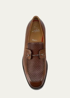 Christian LouboutinMen's Chambelimoc Woven Leather Boat Shoes