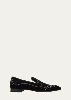 Christian LouboutinMen's Dandysiago Rhinestone and Leather Loafers